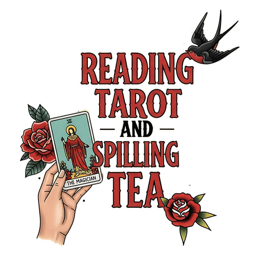 Reading Tarot and Spilling Tea – White Glossy Mug