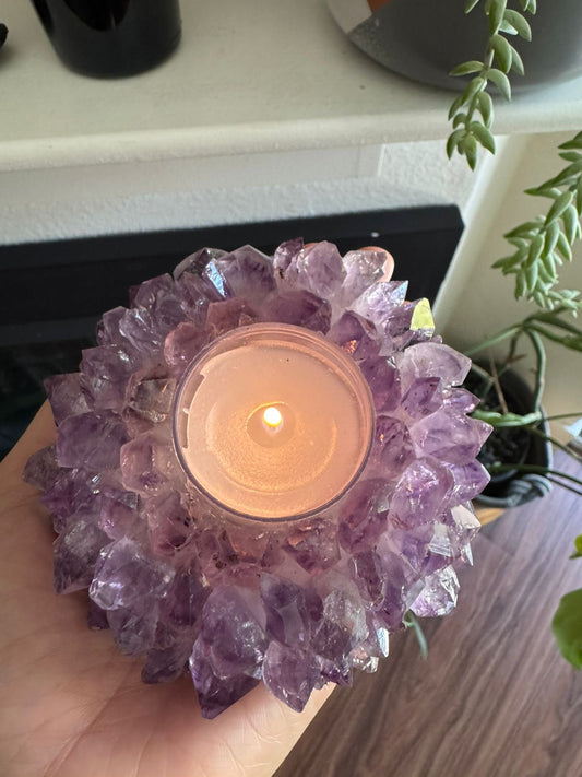 Amethyst Candle Holder – Natural Crystal Candle Holder