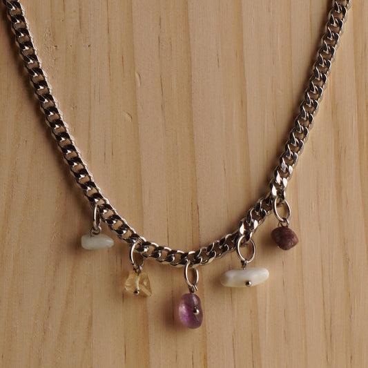 Silver Finished Mix Crystal Necklace