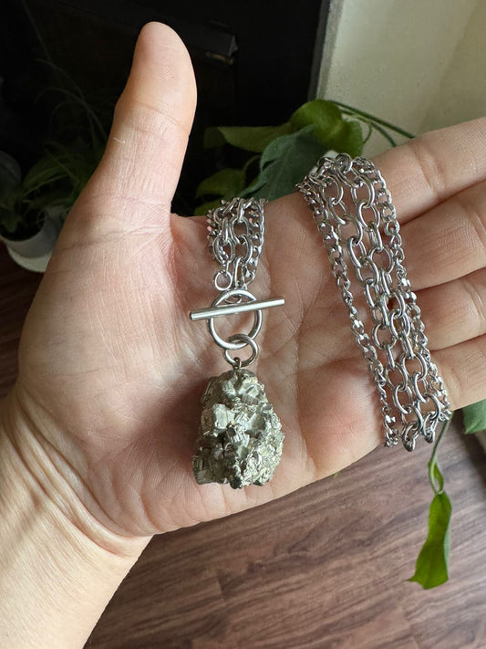 Double Chain Pyrite Necklace