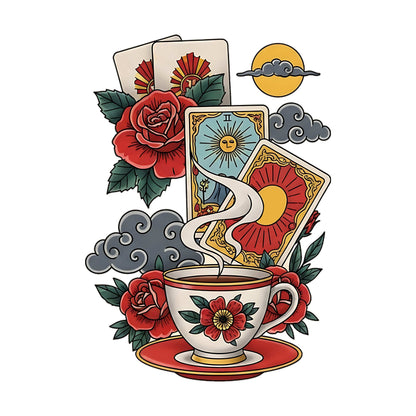 Reading Tarot and Spilling Tea – White Glossy Mug