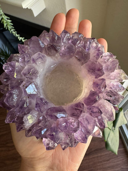Amethyst Candle Holder – Natural Crystal Candle Holder