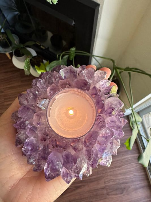 Amethyst Candle Holder – Natural Crystal Candle Holder