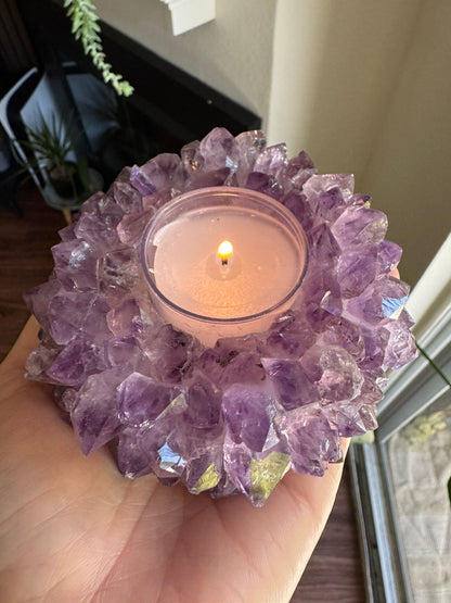 Amethyst Candle Holder – Natural Crystal Candle Holder