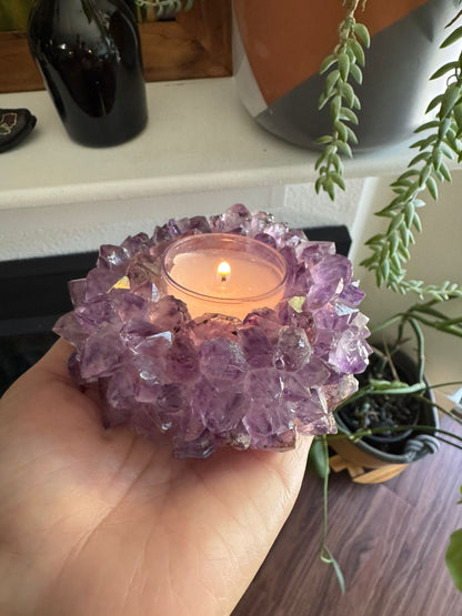 Amethyst Candle Holder – Natural Crystal Candle Holder