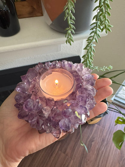 Amethyst Candle Holder – Natural Crystal Candle Holder
