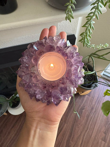 Amethyst Candle Holder – Natural Crystal Candle Holder