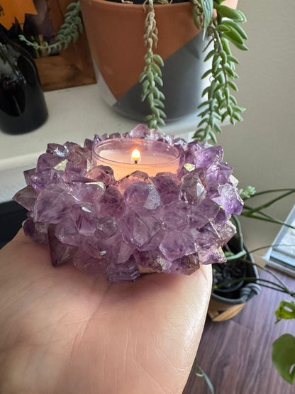 Amethyst Candle Holder – Natural Crystal Candle Holder