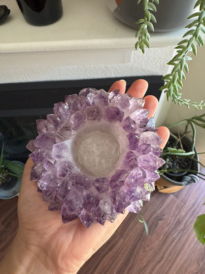 Amethyst Candle Holder – Natural Crystal Candle Holder
