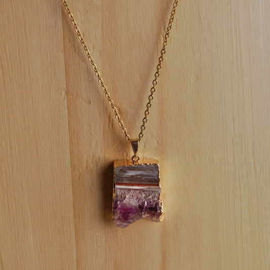 Golden Amethyst Slice Necklace