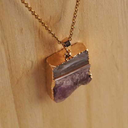 Golden Amethyst Slice Necklace