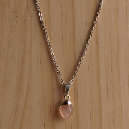 Rose Quartz Drop Necklace