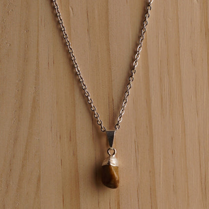 Silver Finished Tiger's Eye Drop Necklace