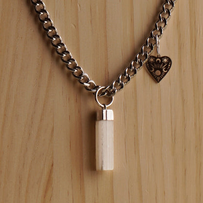 White Selenite Necklace with Cuban Chain