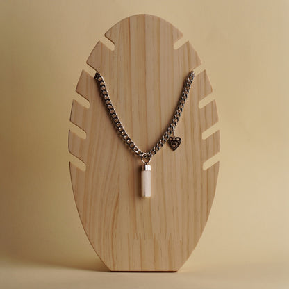 White Selenite Necklace with Cuban Chain