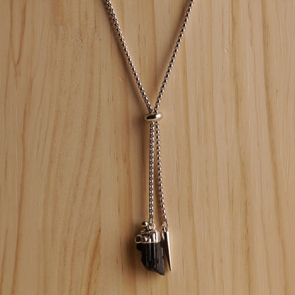 Black Tourmaline Necktie Necklace