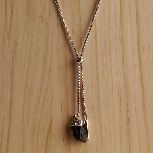 Black Tourmaline Necktie Necklace