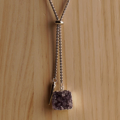 Amethyst Cluster Necktie Necklace