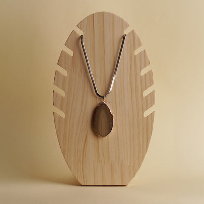 Silver Finished Agate Slice Necklace