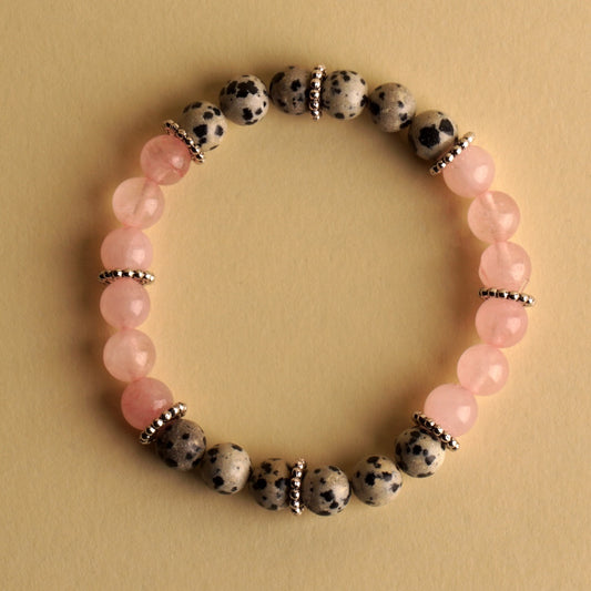 Dalmatian Jasper & Rose Quartz Bracelet