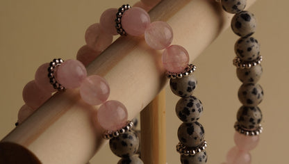 Dalmatian Jasper & Rose Quartz Bracelet