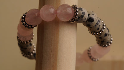 Dalmatian Jasper & Rose Quartz Bracelet