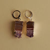 Silver Finished Amethyst Slice Earrings