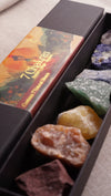 7 Chakra Crystal Set — Gift-Ready Box + Illustrated Guide | Red Jasper, Orange & Yellow Calcite, Aventurine, Blue Quartz, Sodalite, Amethyst