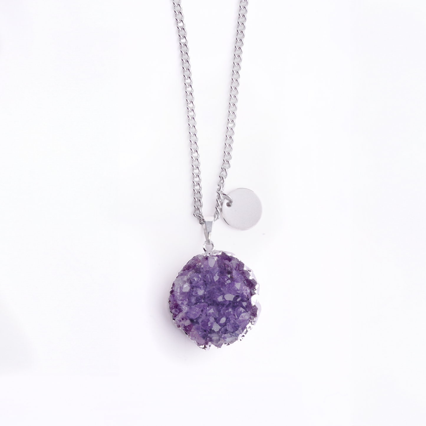 Silver Finished Amethyst Cluster Necklace