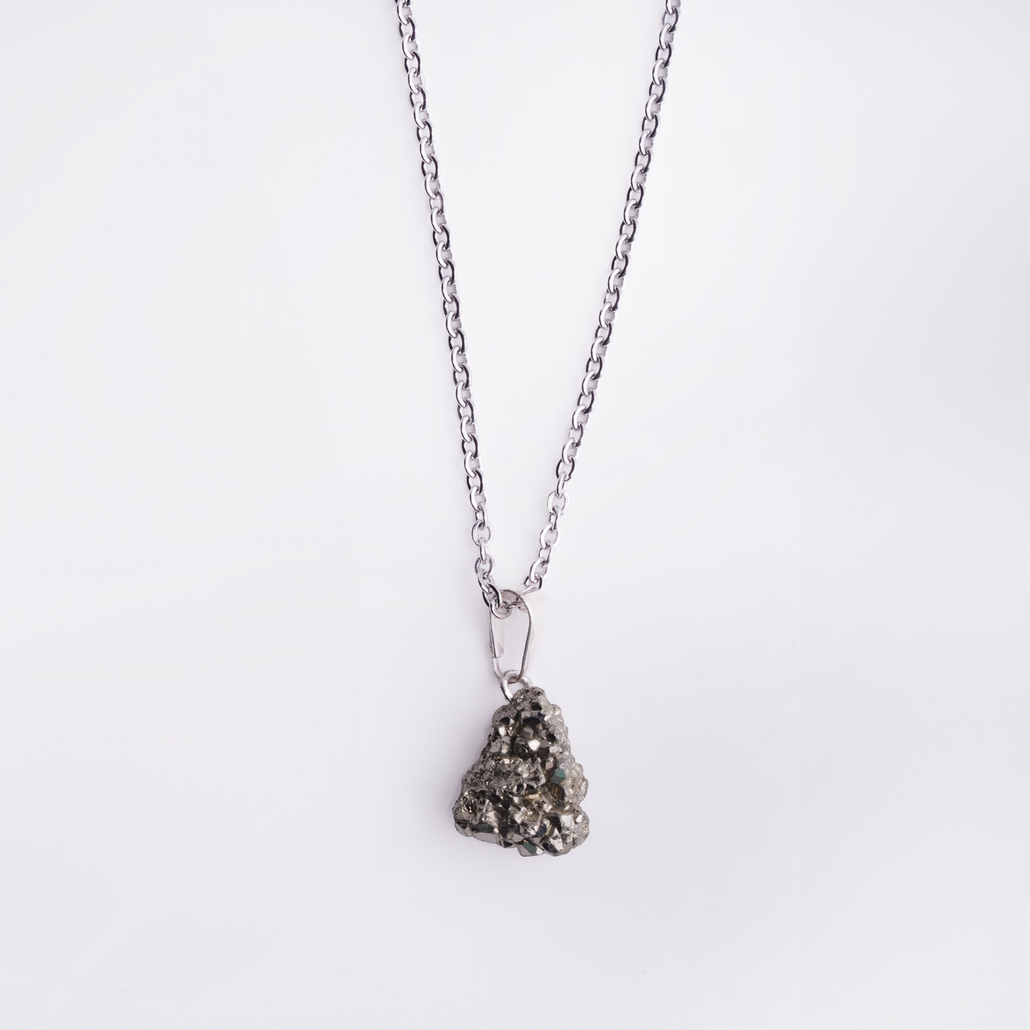 Silver Finished Pyrite Necklace