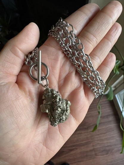 Double Chain Pyrite Necklace