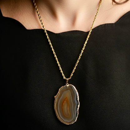 Golden Agate Slice Necklace