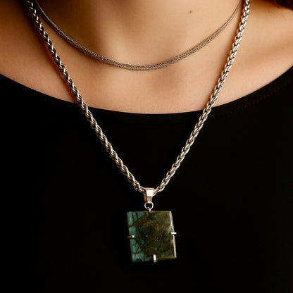 Labradorite Double Chain Necklace – For Intuition & Inner Light