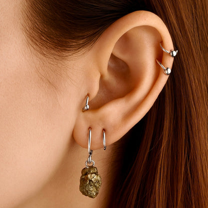 Silver Finished Pyrite Earrings