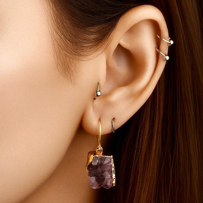 Golden Amethyst Cluster Earrings