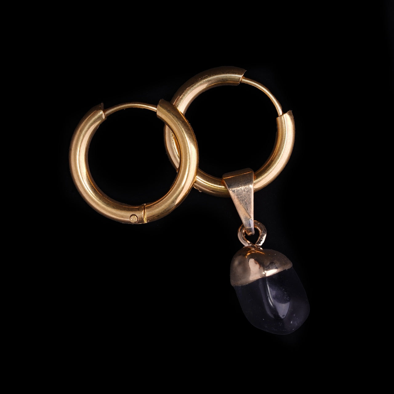 Bohemian Black Onyx Charm Hoops product photo