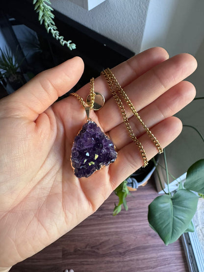 Golden Amethyst Cluster Necklace