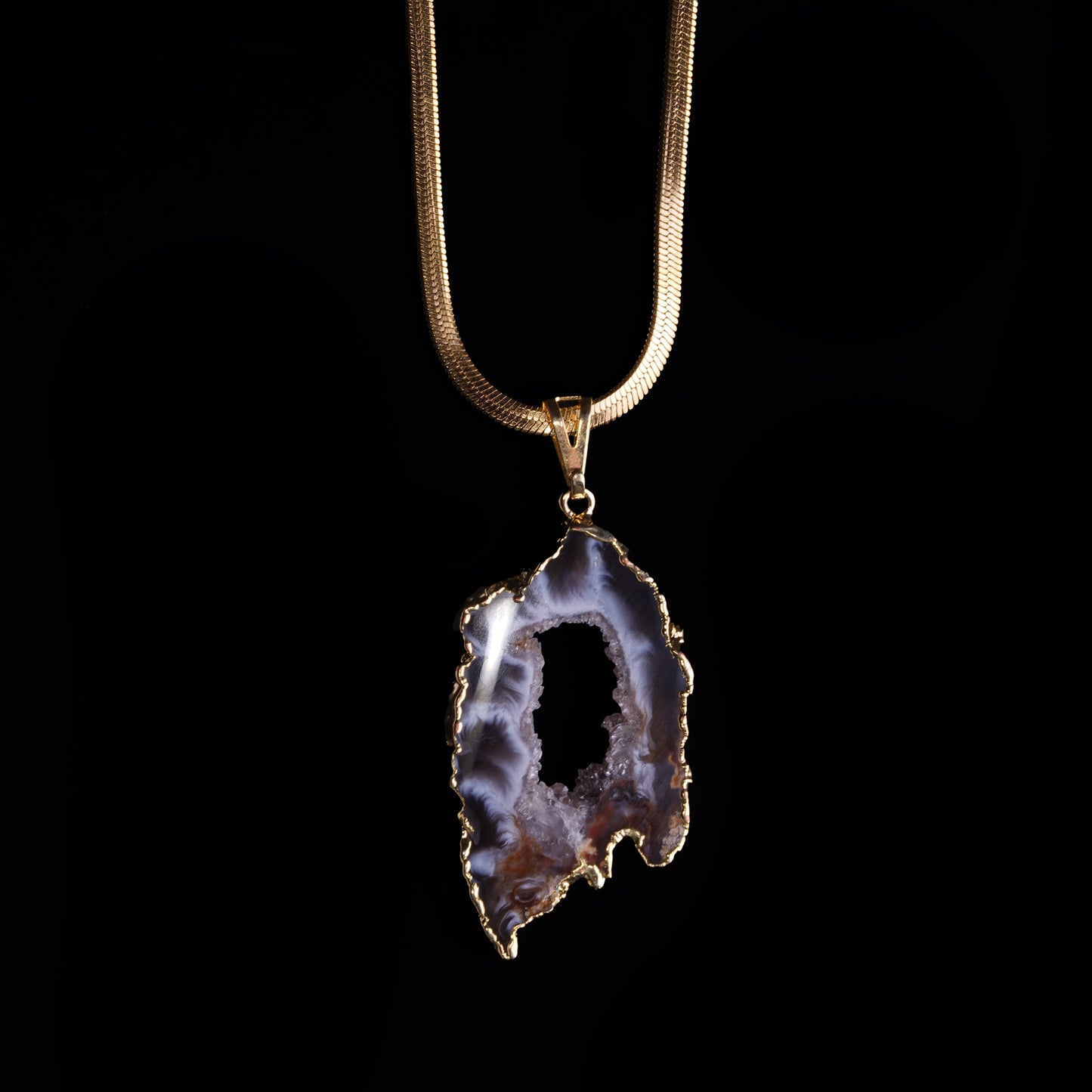 Agate Geode Gold Necklace product photo