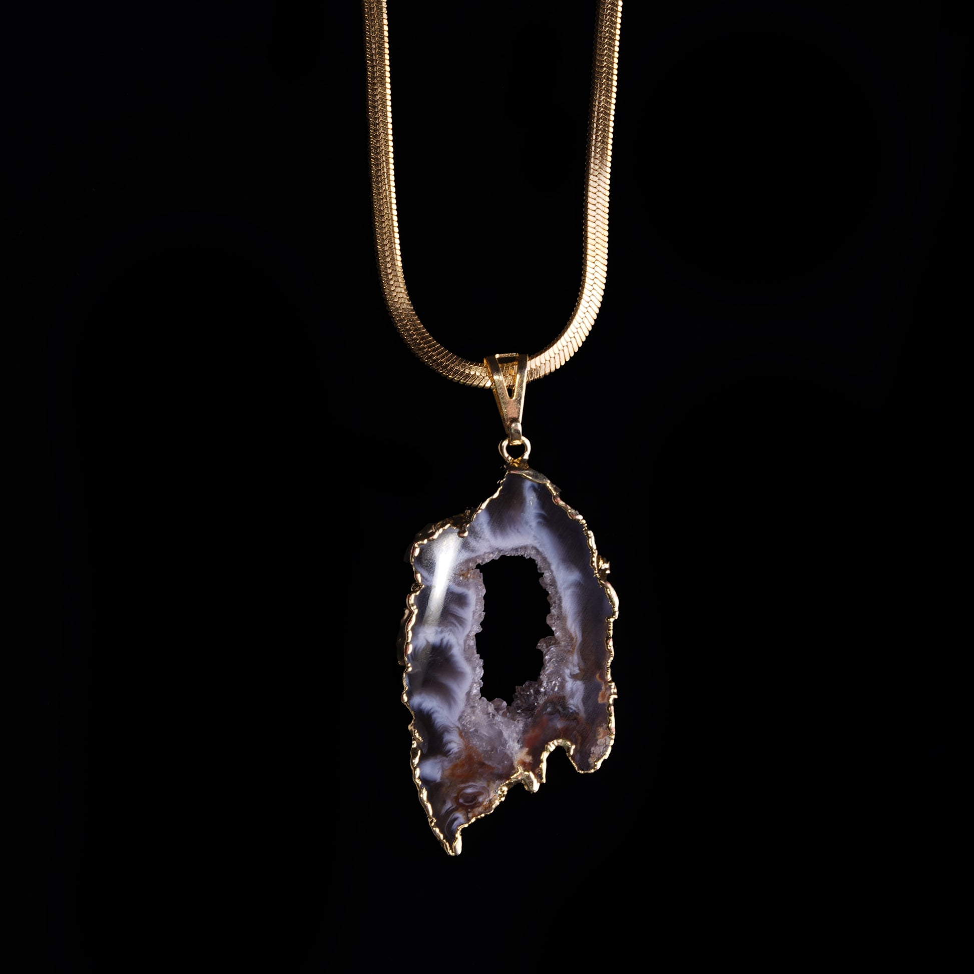 Agate Geode Gold Necklace product photo