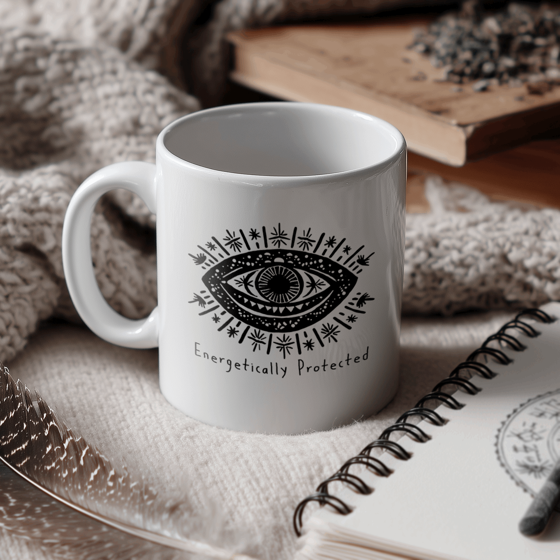 Energetically Protected – White Glossy Mug