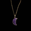 Amethyst Cluster Crescent Moon Necklace