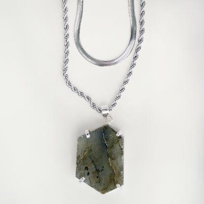 Labradorite Hexagon Statement Necklace product photo