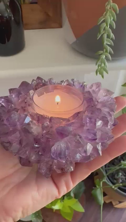 Amethyst Candle Holder – Natural Crystal Candle Holder