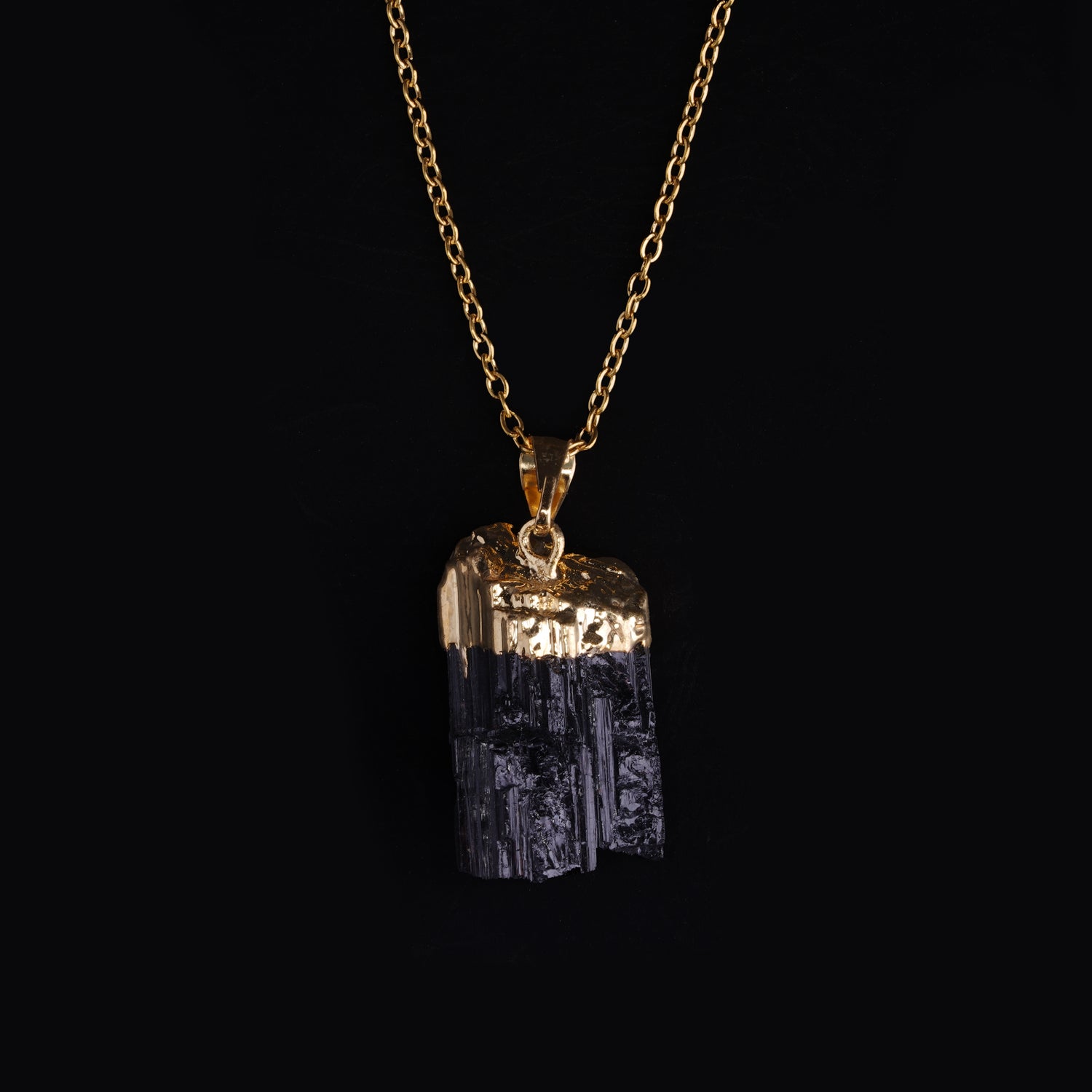Black Tourmaline Gold Accent Necklace product photo