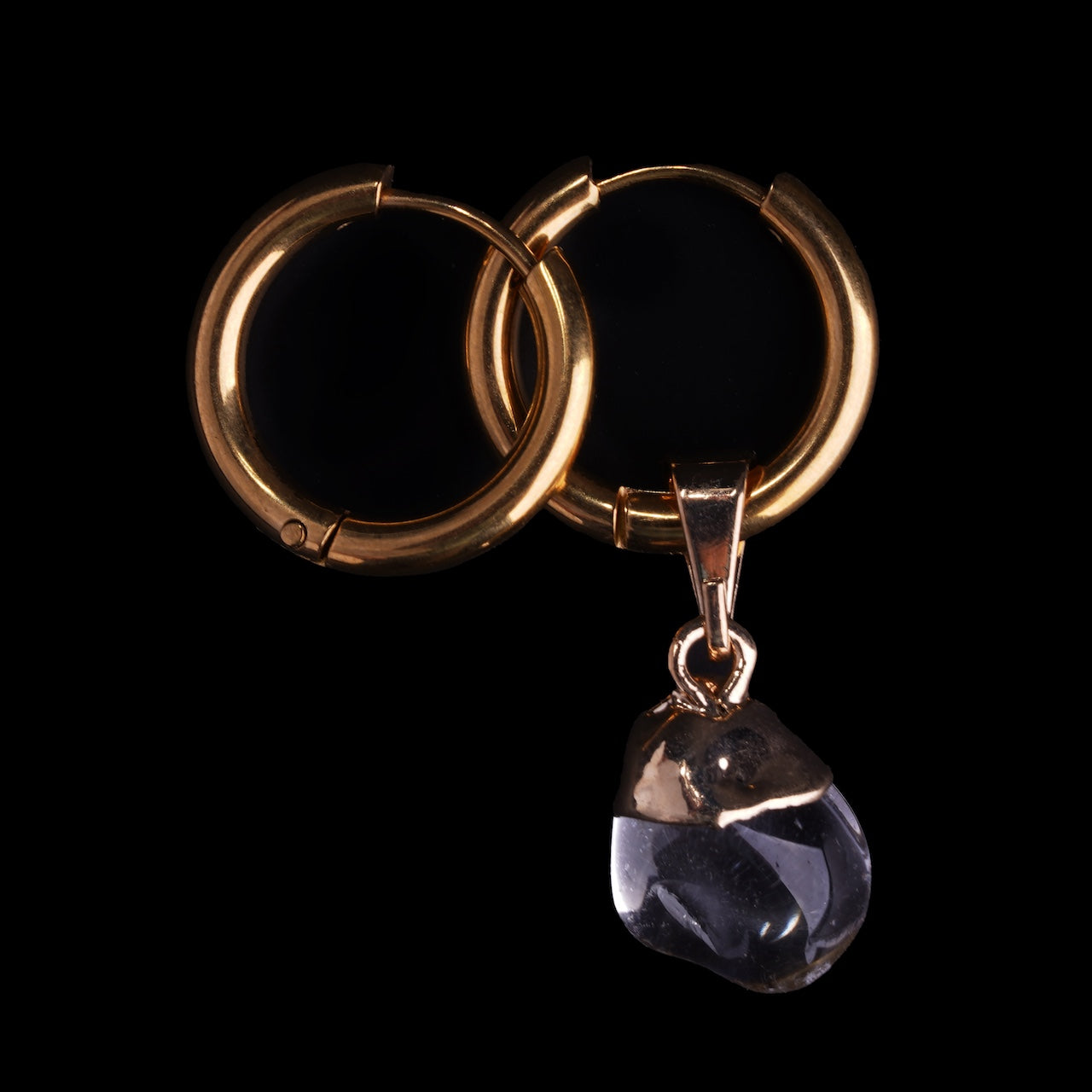 Bohemian Gold Hoops with Crystal Charm product photo