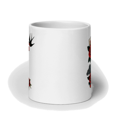 Reading Tarot and Spilling Tea – White Glossy Mug