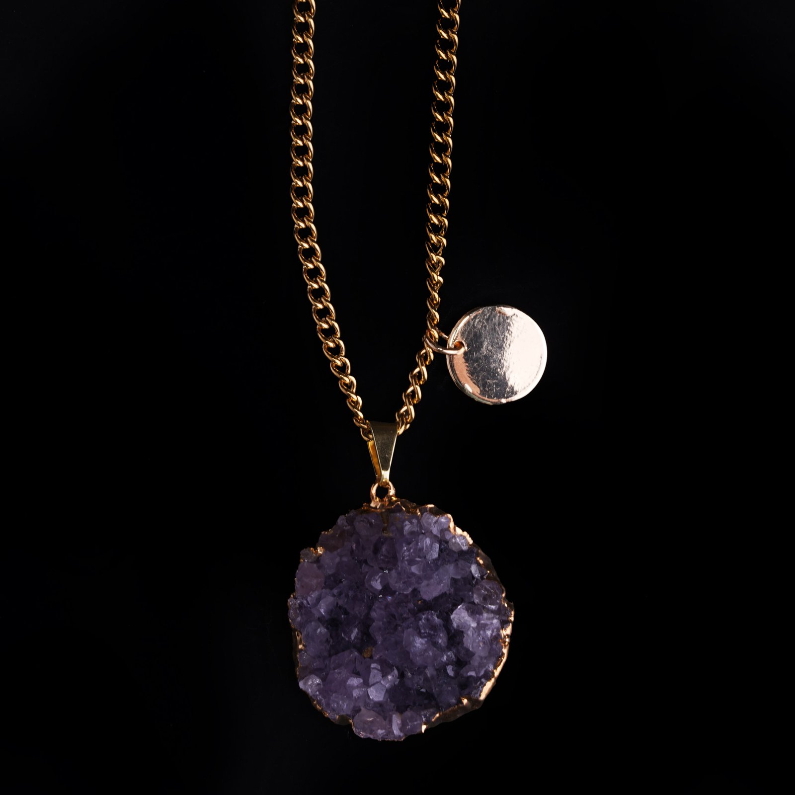 Golden Amethyst Cluster Necklace