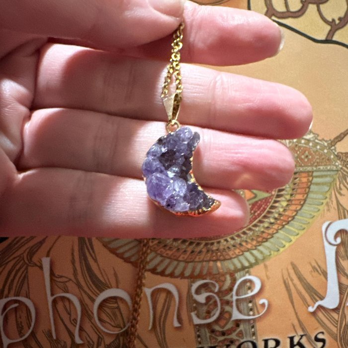 Marianne — Amethyst Cluster Crescent Moon Necklace